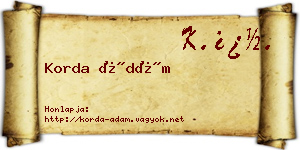 Korda Ádám névjegykártya
